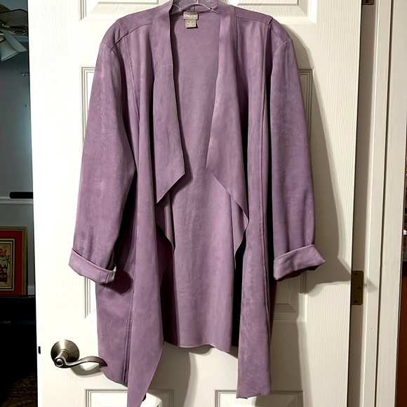 Chico’s suede-cloth long jacket in light purple Size 3 or 16 - Picture 1 of 7